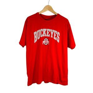 Ohio State Buckeyes Red Champion T-Shirt XL 100% Cotton Crewneck Unisex Casual S